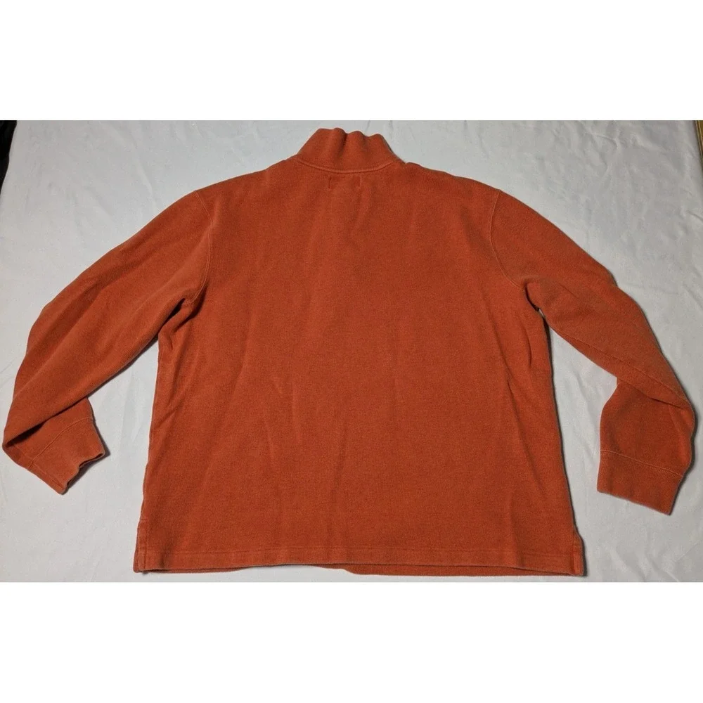 POLO RALPH LAUREN Men XL Blue Pony‎ 1/4 Zip Orange Cotton Pullover